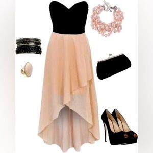Love Culture Black and Cream High Low Dress